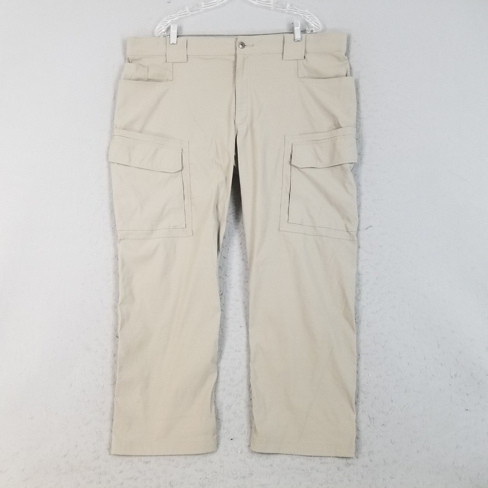 Duluth Trading Co Cargo Pants Mens 42x30 Khaki Dry On The Fly Relaxed Fit Nylon